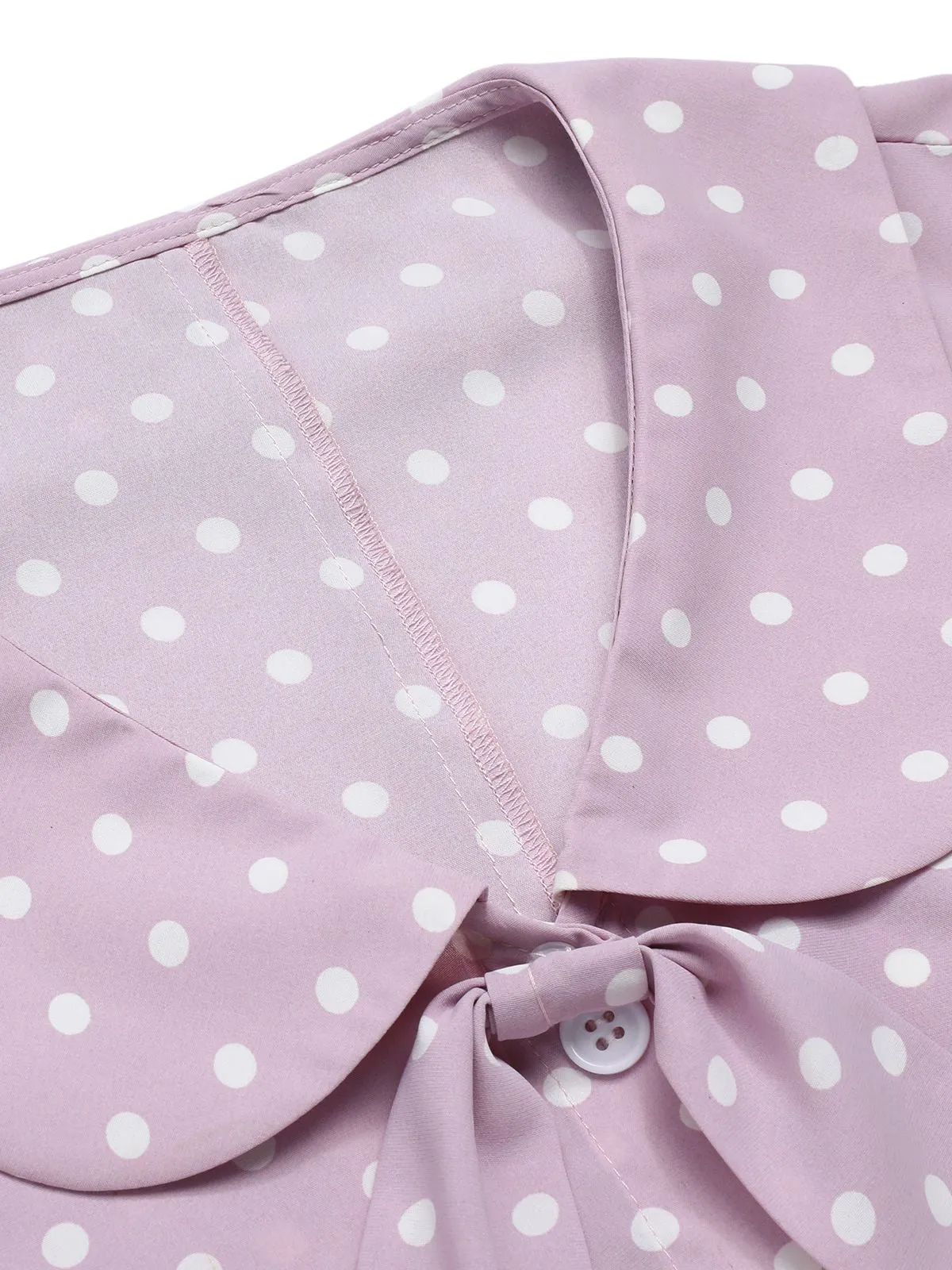 Lavender 1940s Polka Dots Lapel Blouse