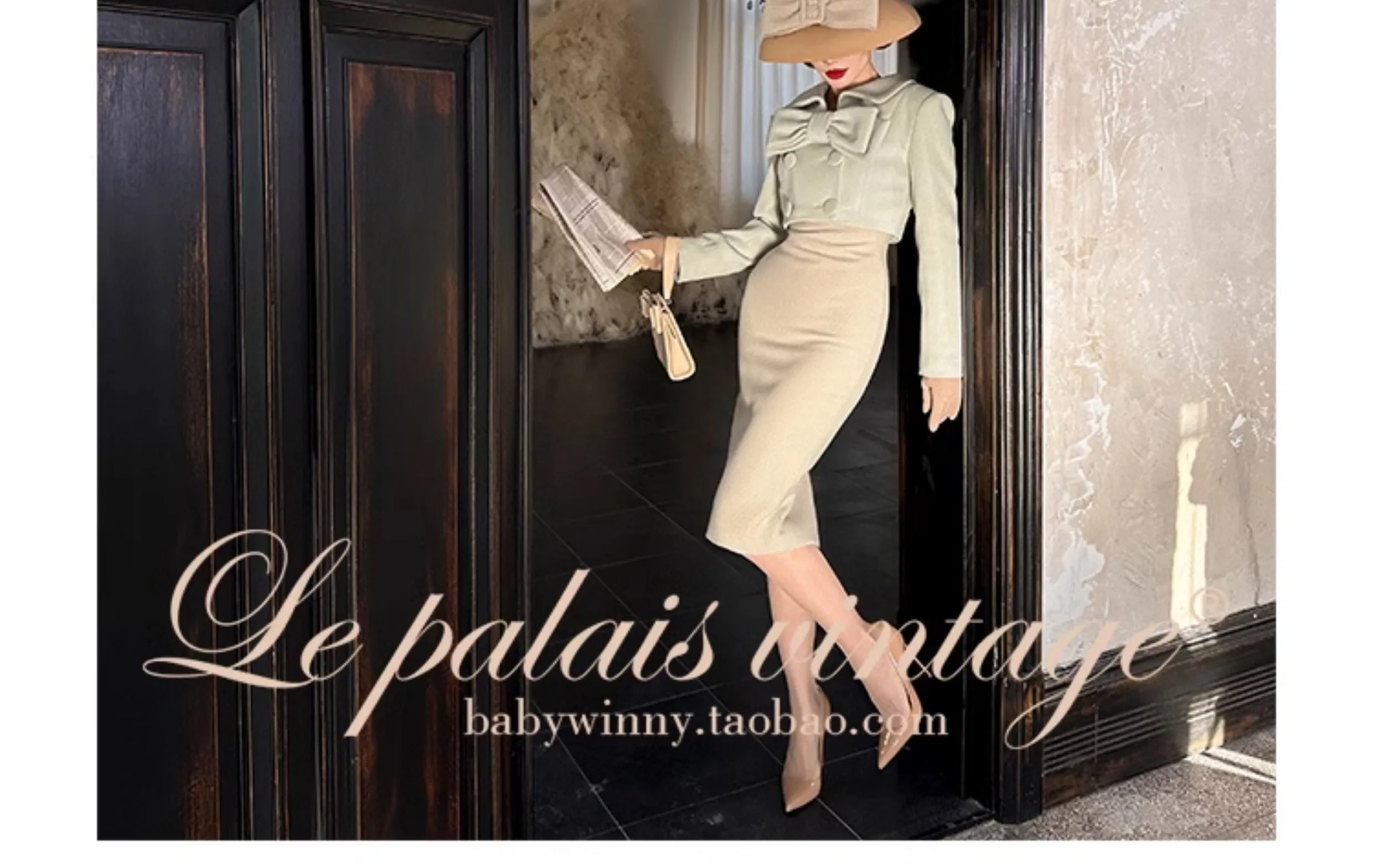 Le Palais Vintage Elegant cropped jacket high-waisted mini skirt -Merritt