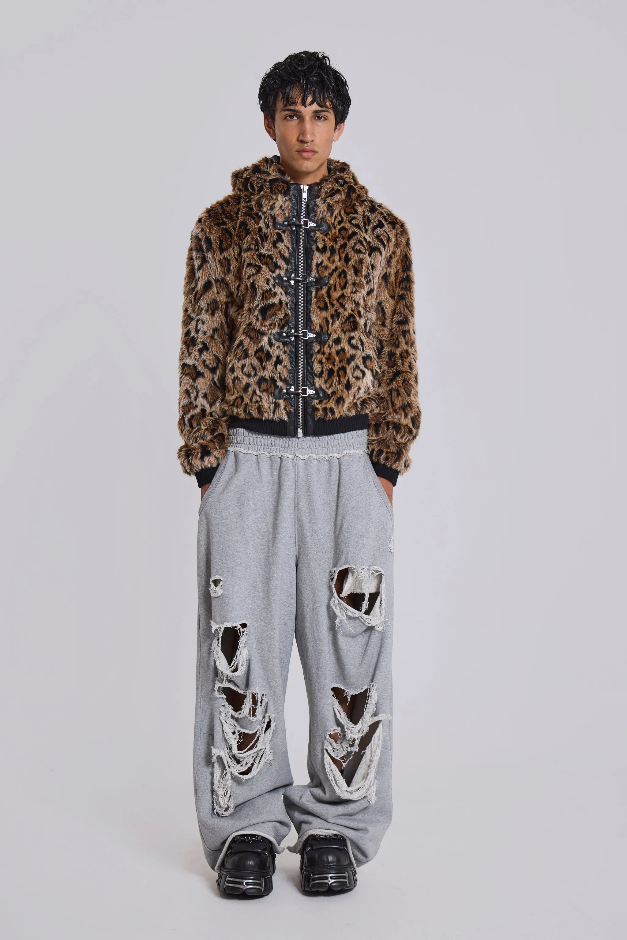 Leopard Faux Fur Hooded Mendoza Jacket