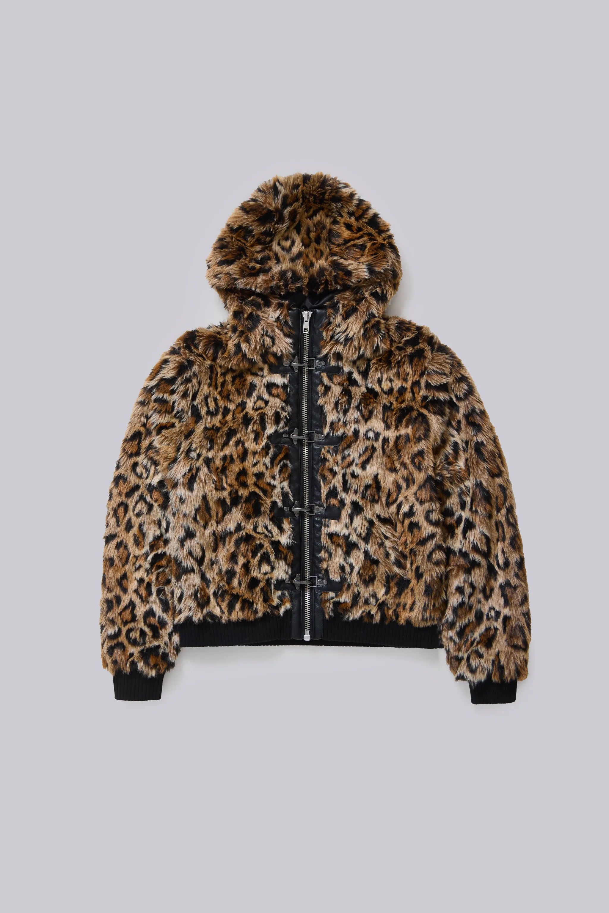 Leopard Faux Fur Hooded Mendoza Jacket