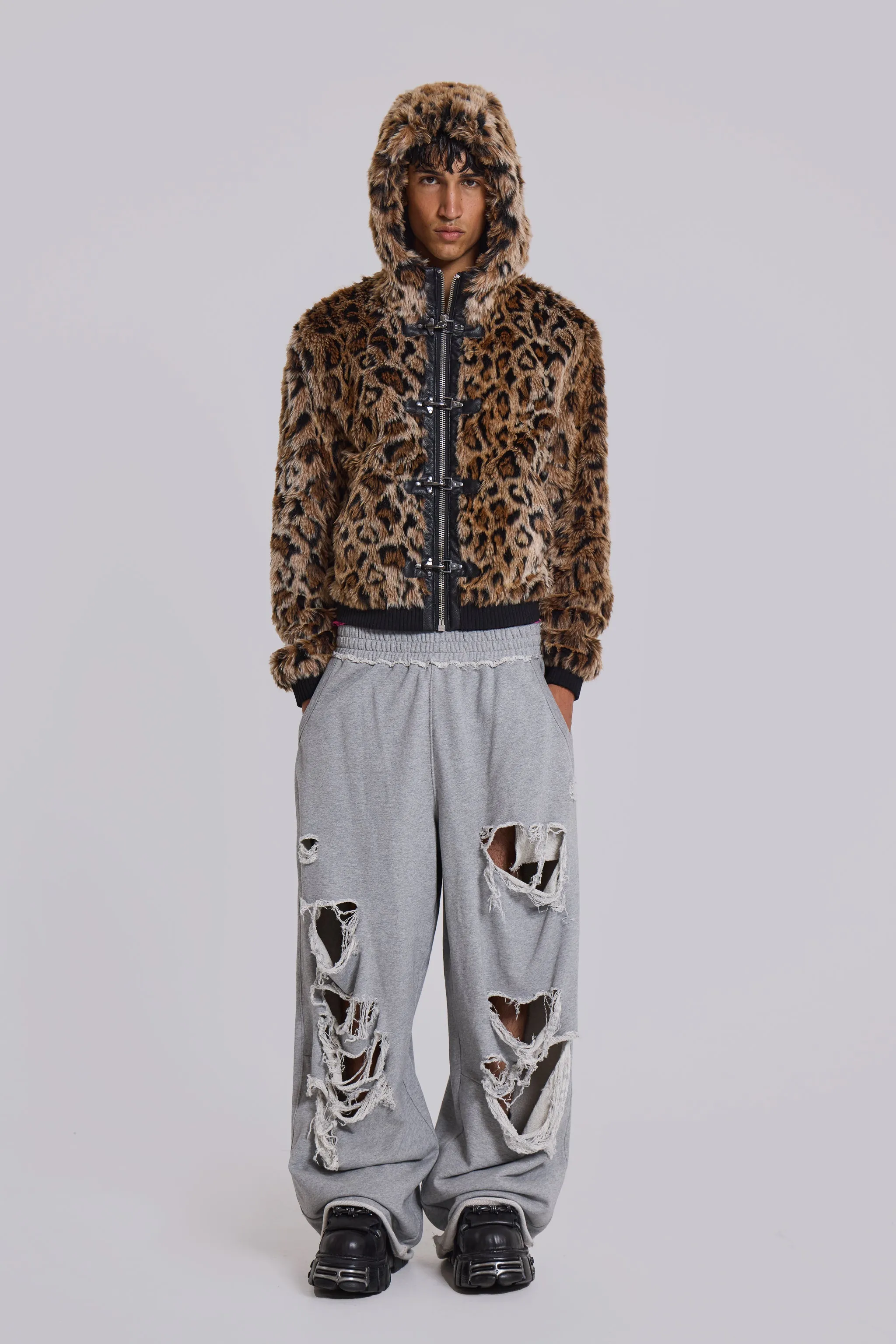 Leopard Faux Fur Hooded Mendoza Jacket