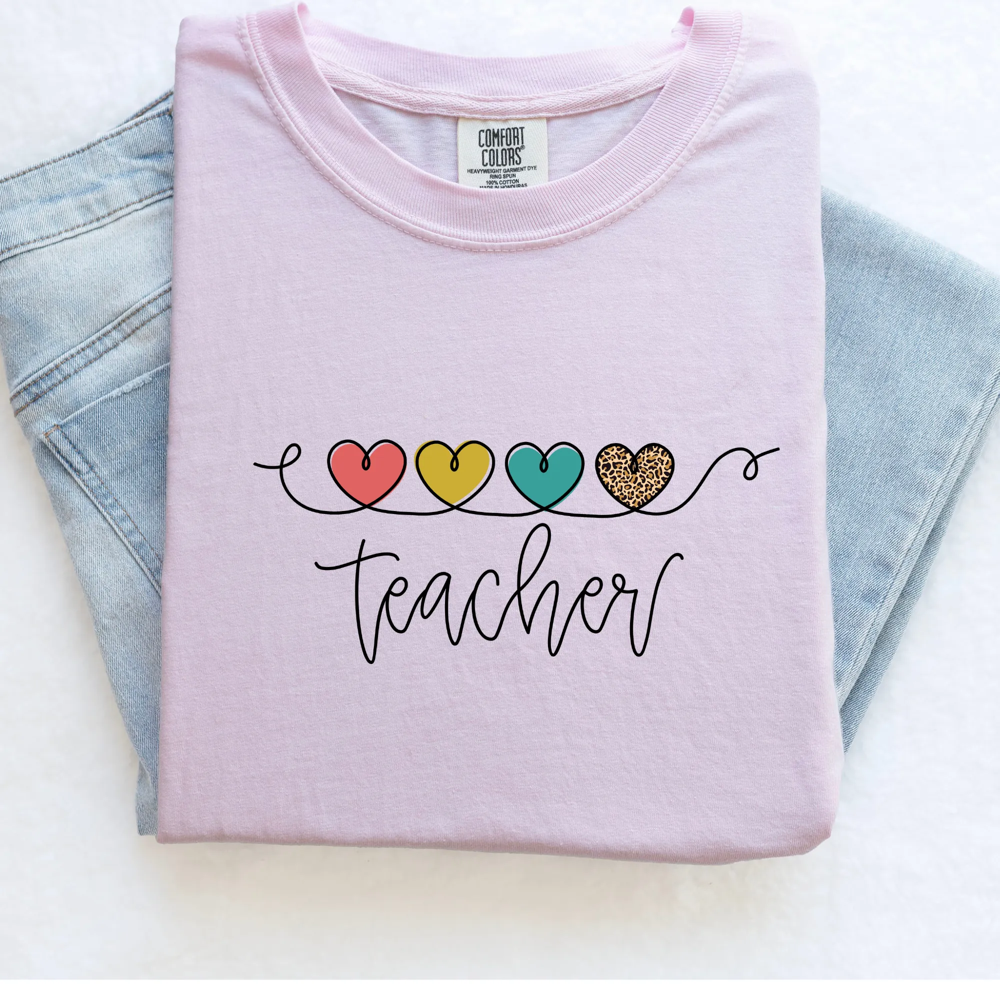 Leopard Print Heart Teacher Shirt