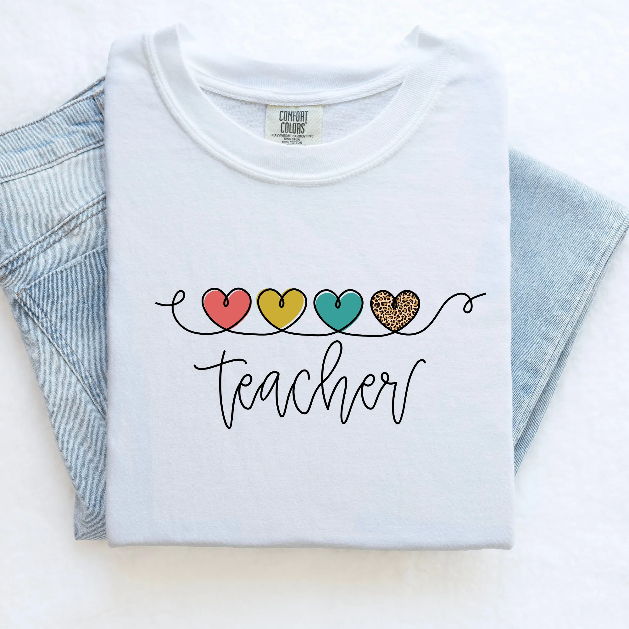 Leopard Print Heart Teacher Shirt