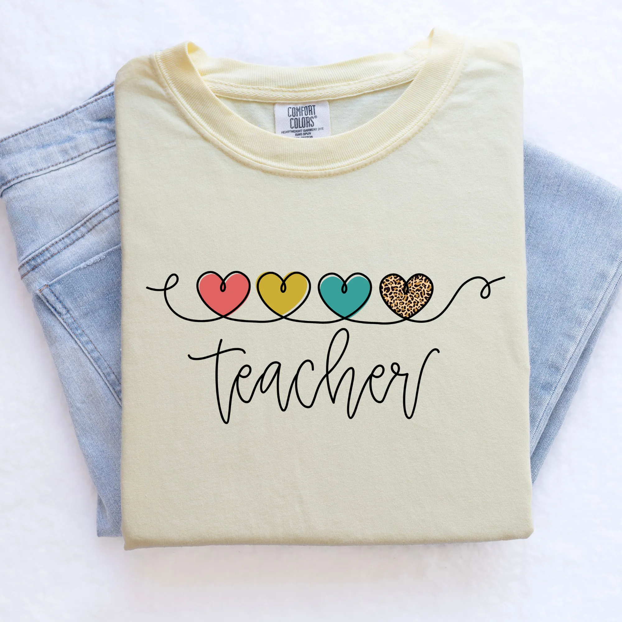 Leopard Print Heart Teacher Shirt