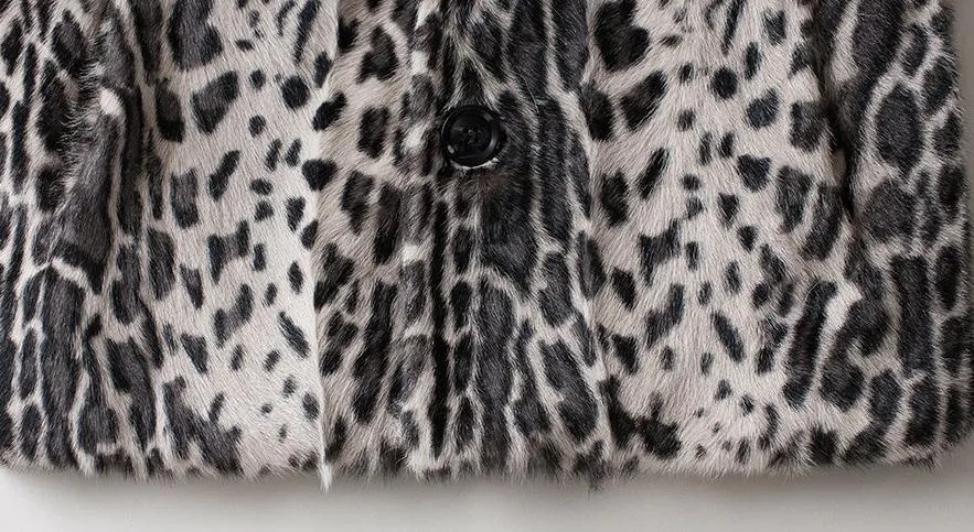 Leopard Sheep Fur Coat with Fox Fur Collar and Shoulder