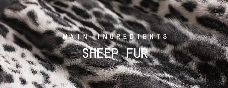 Leopard Sheep Fur Coat with Fox Fur Collar and Shoulder