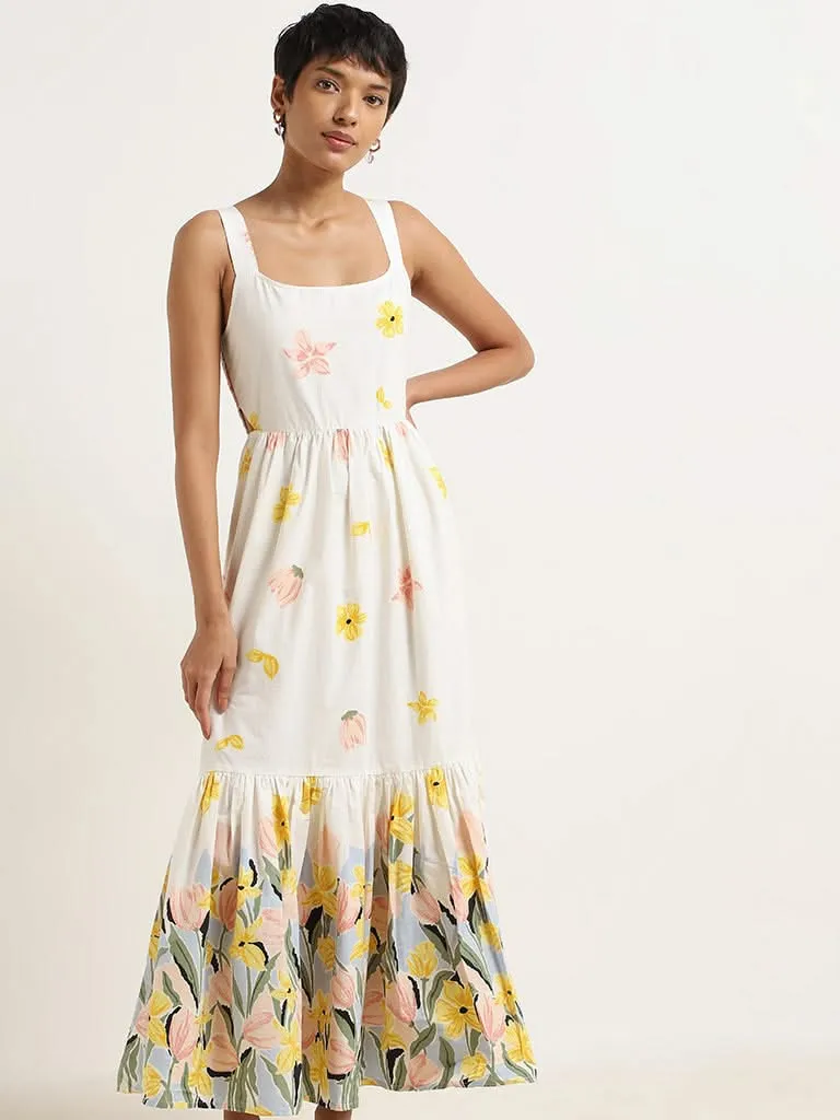 LOV White Cotton Tiered Maxi Dress