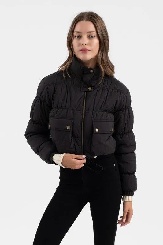 LUKA CROPPED ZIP UP CARGO PUFFER JACKET