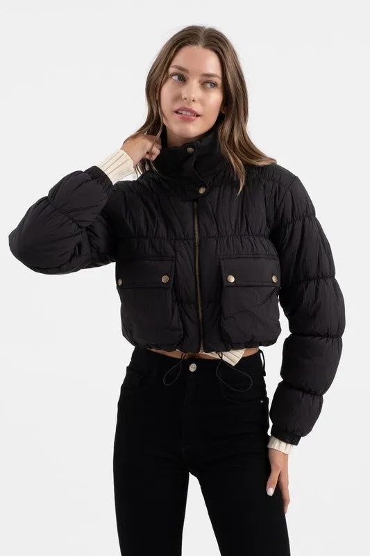 LUKA CROPPED ZIP UP CARGO PUFFER JACKET