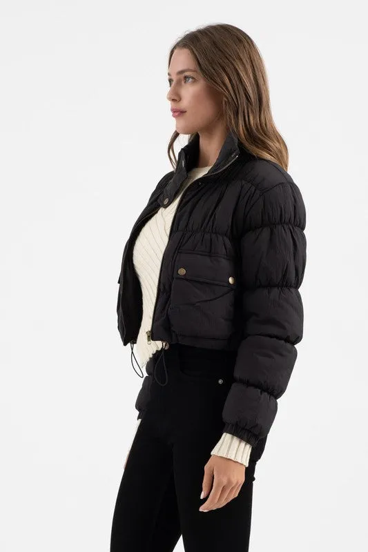 LUKA CROPPED ZIP UP CARGO PUFFER JACKET