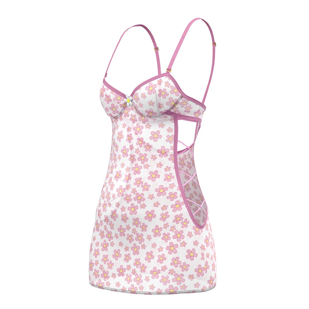 Magic Silk Daisy Dress & Tanga Set Daisy Print L/XL