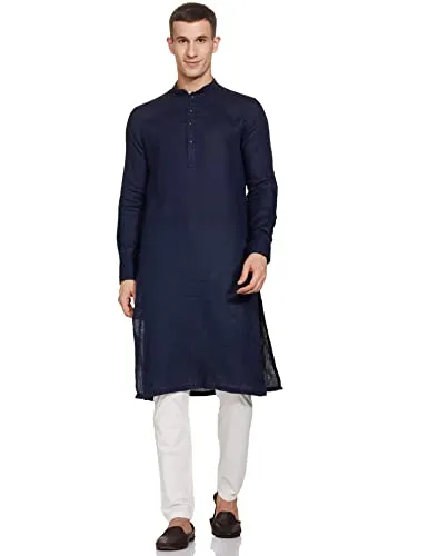 Manyavar Blue Art Silk Embroidered Celebration Kurta Jacket Set with Mandarin Collar 14