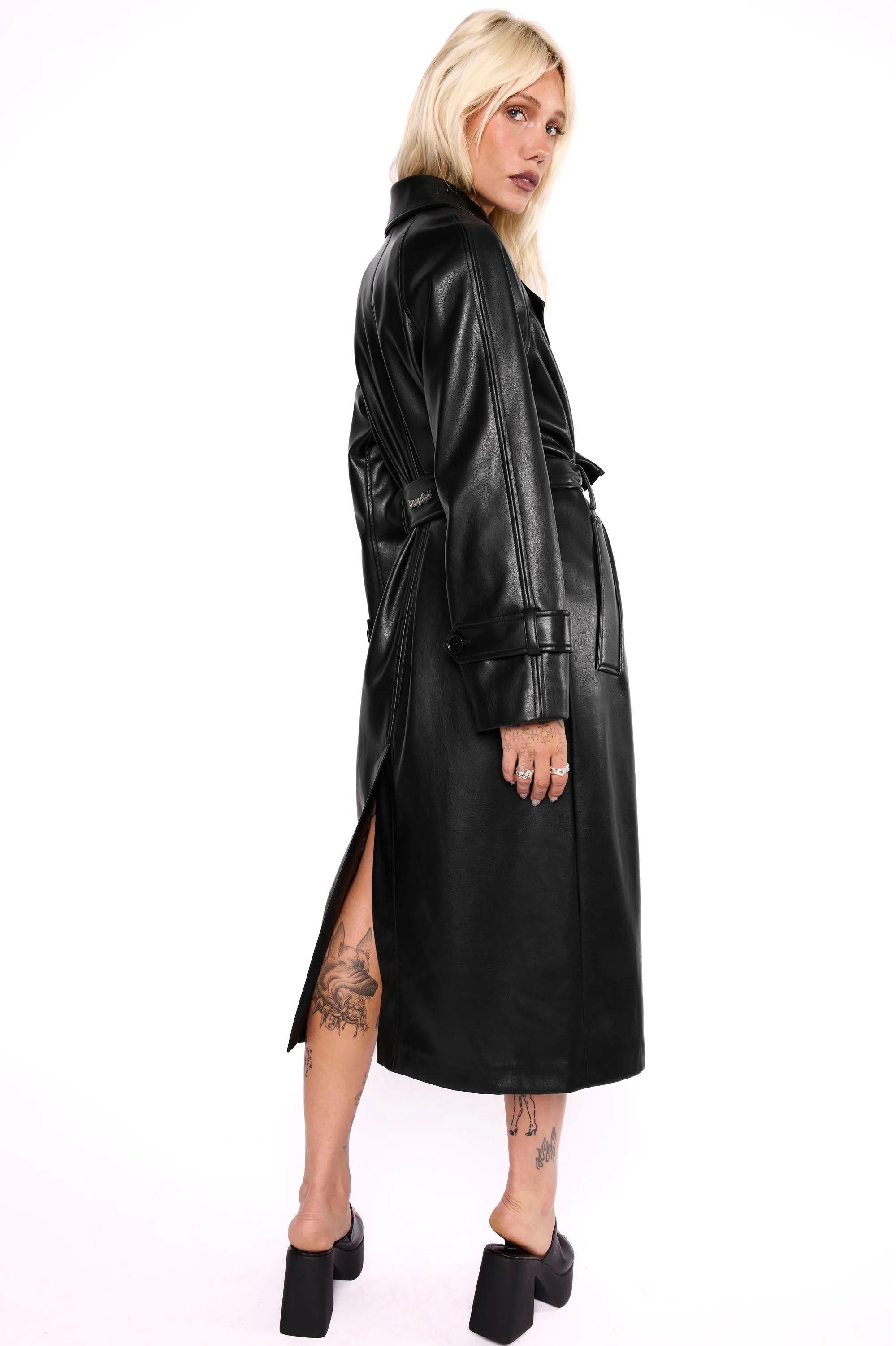 Mara Oversized Faux Leather Trench Coat