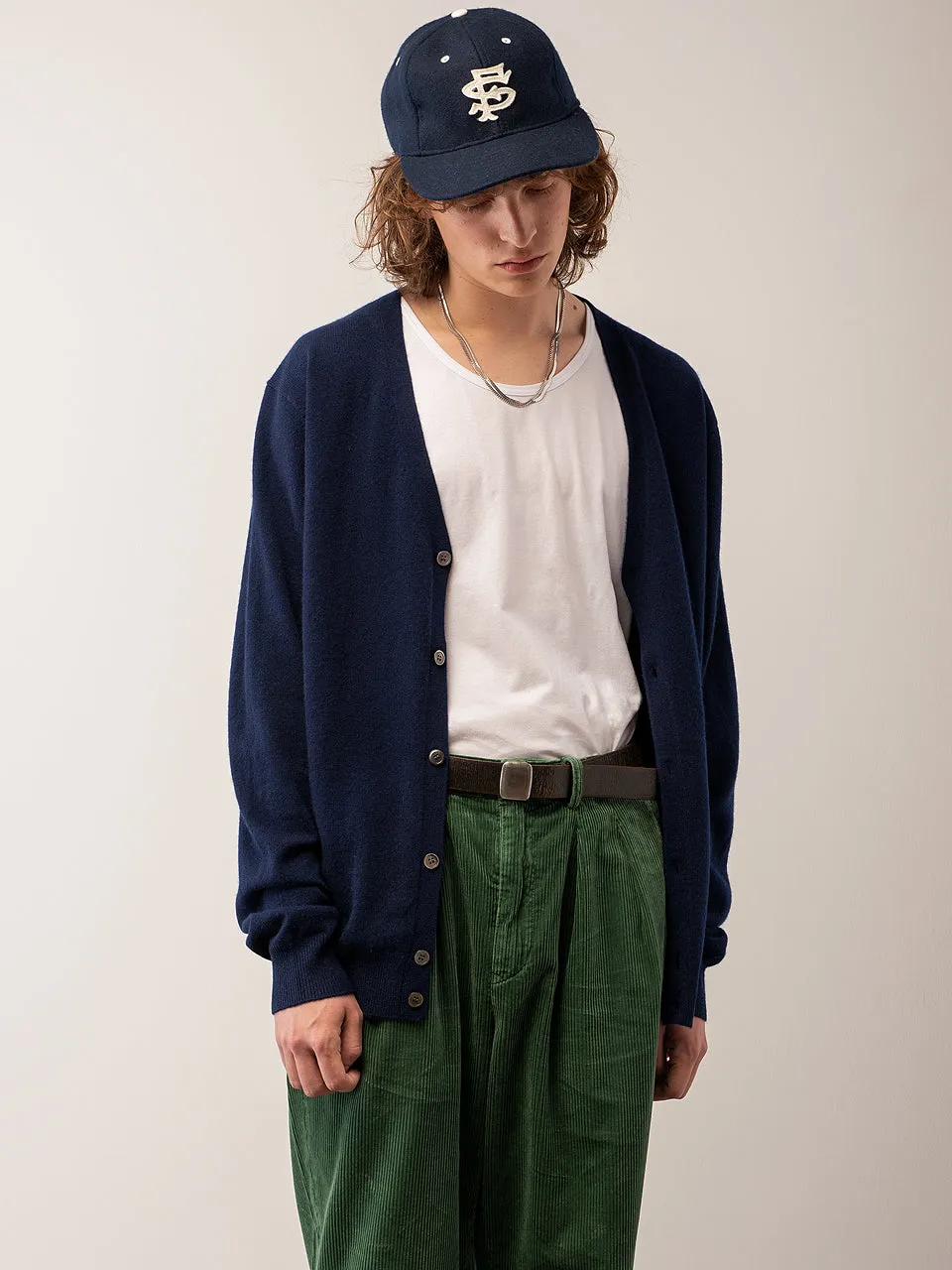 Men V Neck Cardigan_Navy