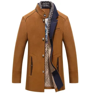 Men's Casual Business Retro Thickened Scarf Collar Coat