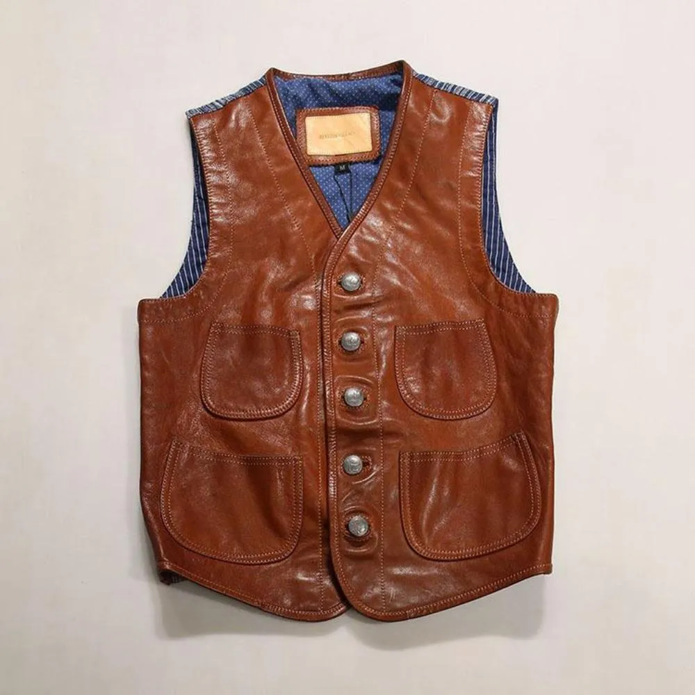 Men's Genuine Goat Leather Vest