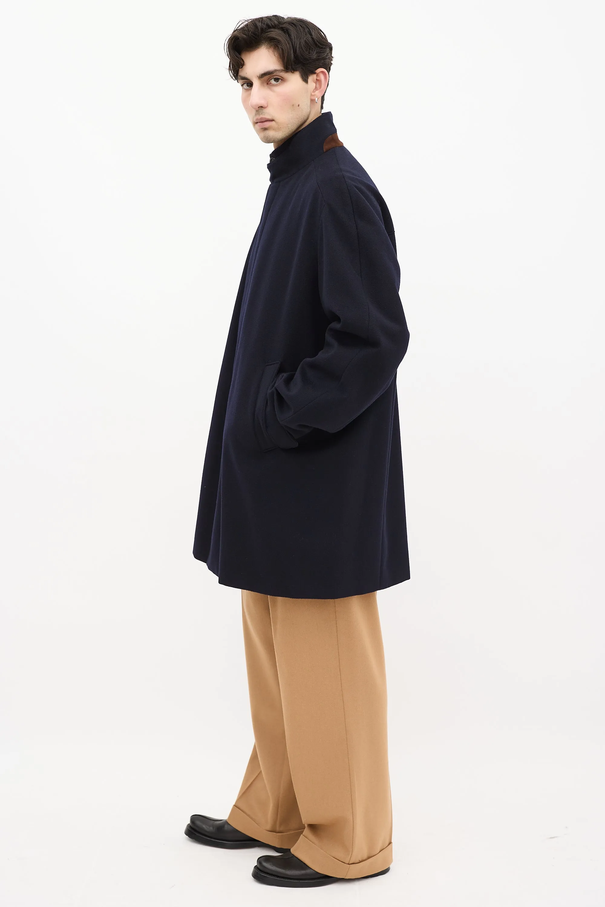 Navy Cashmere Long Coat