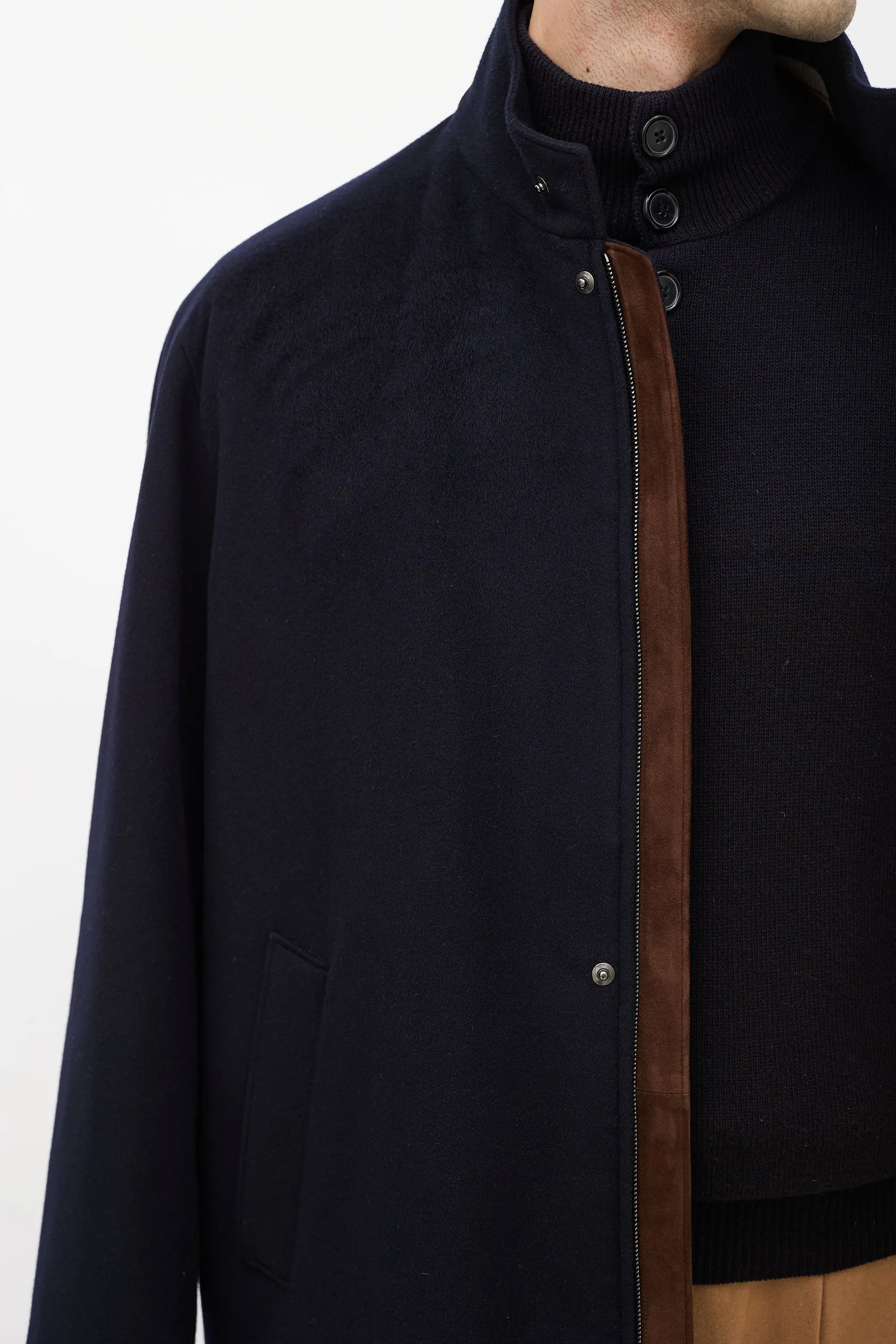 Navy Cashmere Long Coat