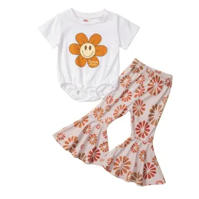 Nebworn Baby Girls Summer Romper And Floral Flared Pants Set Girls Clothes Wholesale