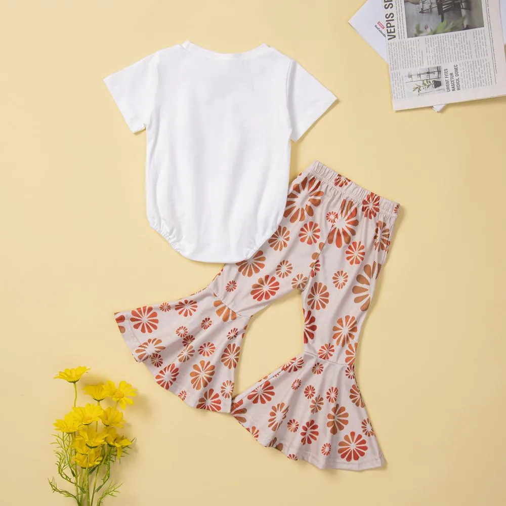 Nebworn Baby Girls Summer Romper And Floral Flared Pants Set Girls Clothes Wholesale