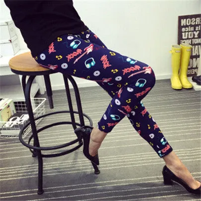 New 2017 Spring National Ethnic Style Retro Graffiti  Paintings Printing Flowers Trousers Printed High Elasticity Leggings