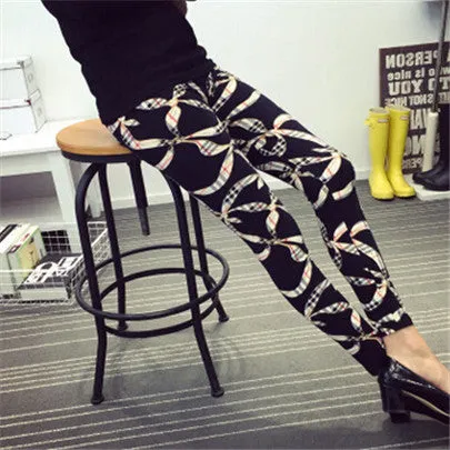 New 2017 Spring National Ethnic Style Retro Graffiti  Paintings Printing Flowers Trousers Printed High Elasticity Leggings