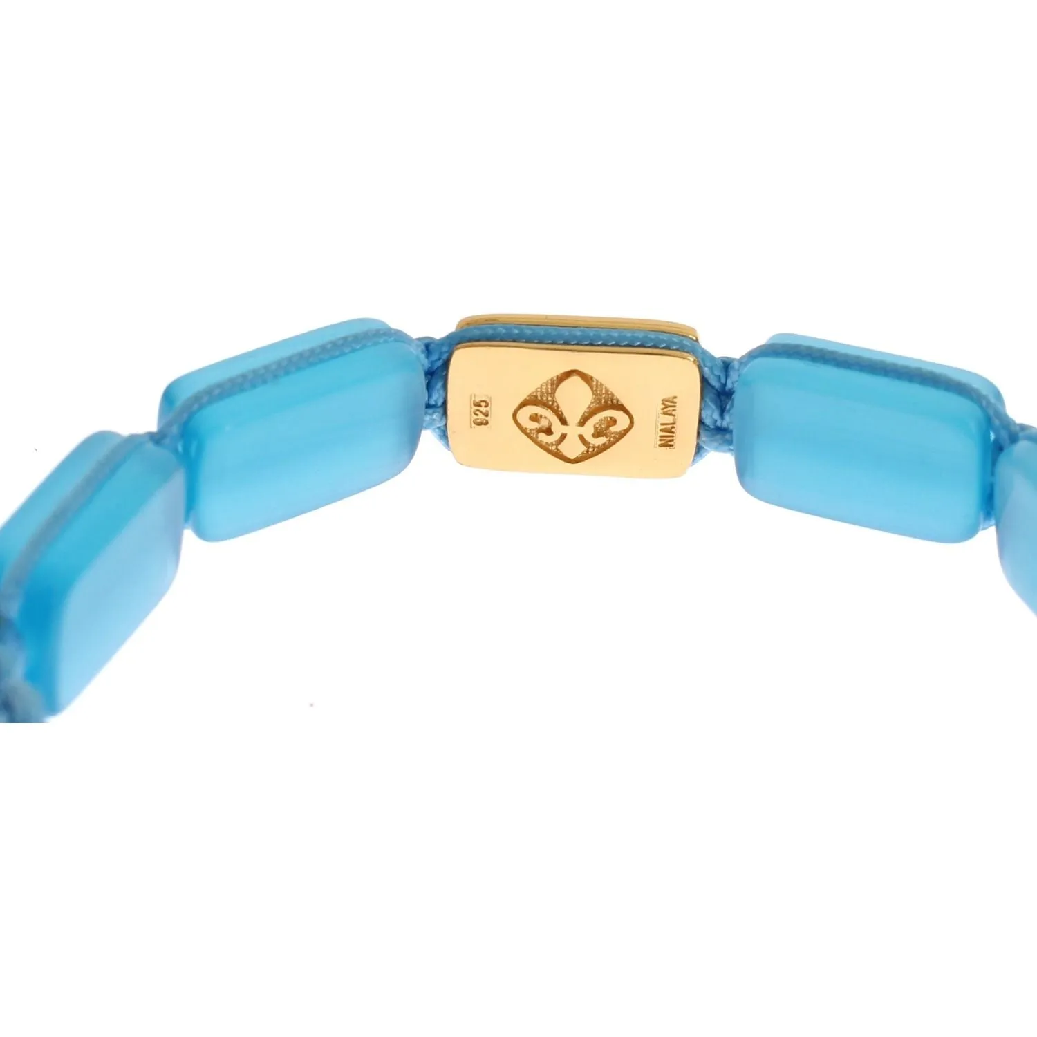 Nialaya Elegant Blue Opal & Diamond-Studded Bracelet