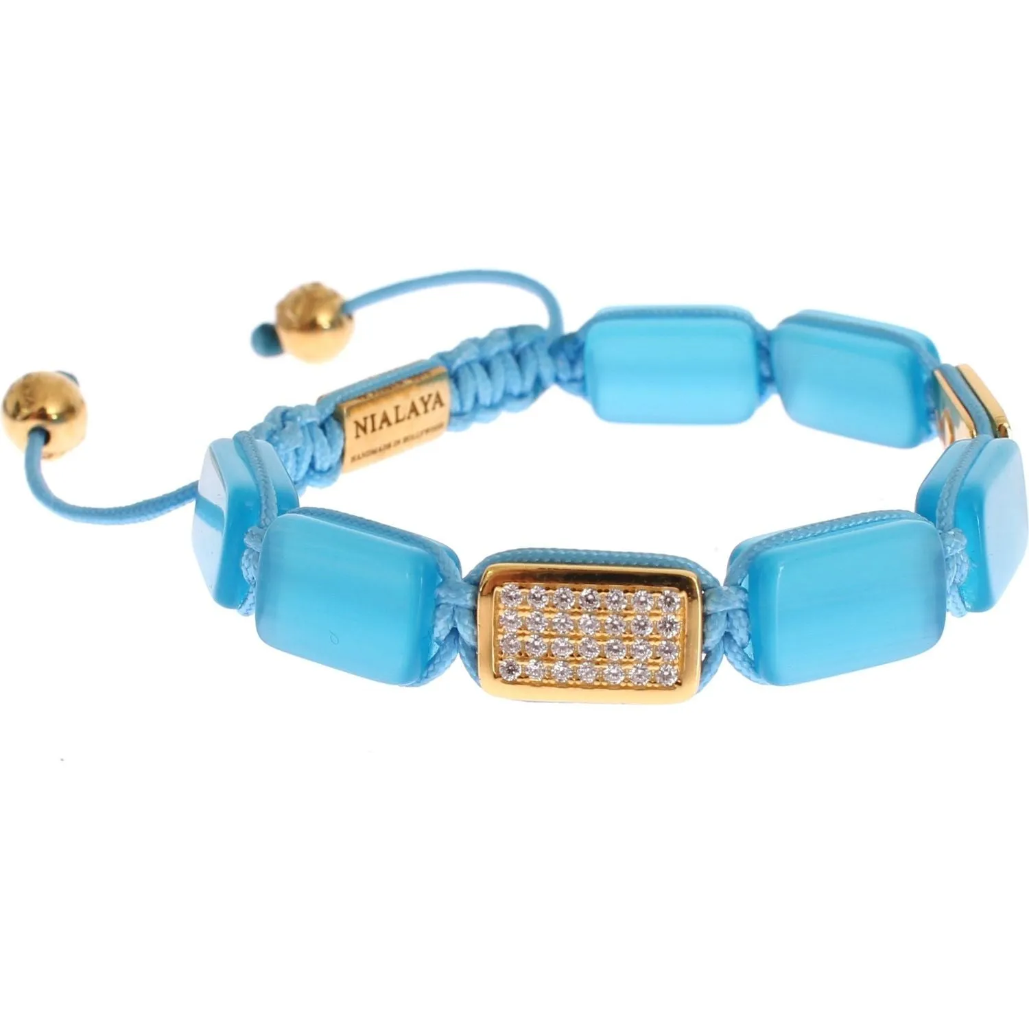 Nialaya Elegant Blue Opal & Diamond-Studded Bracelet