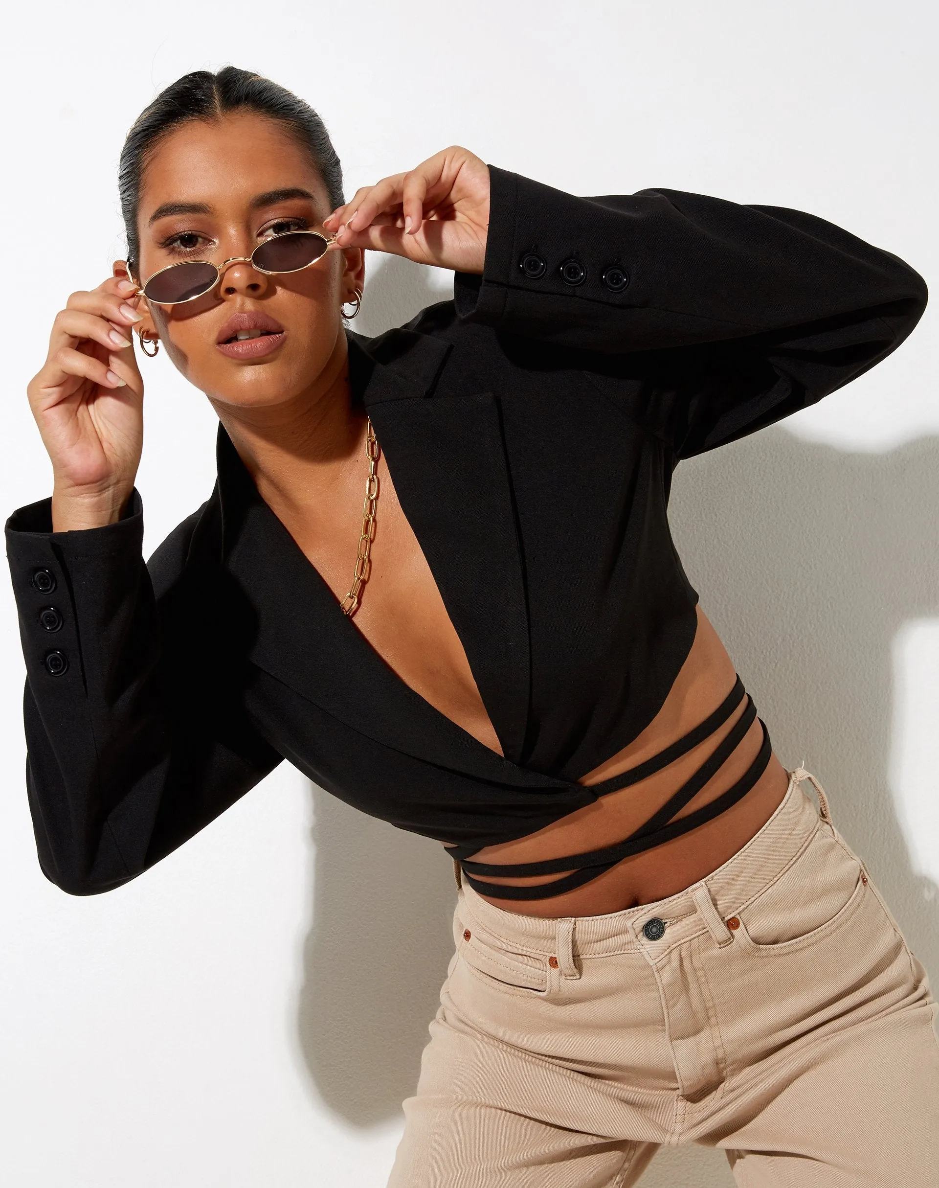 Notus Cropped Blazer in Black