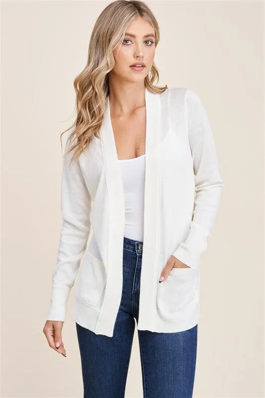 Open Front Basic Cardigan