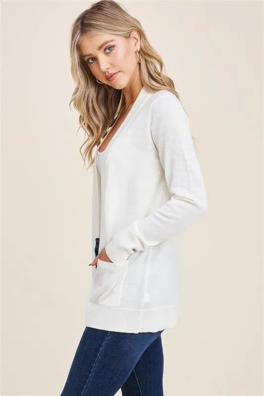 Open Front Basic Cardigan