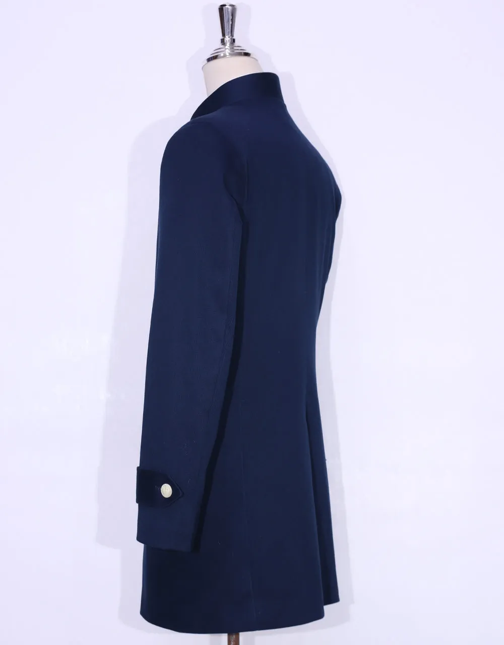 Original Navy Blue Funnel Neck Mac Coat for Men