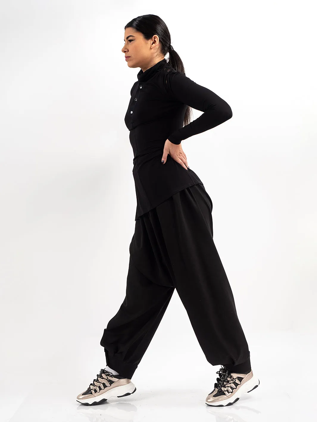 Oversize Black Pants With Cutouts