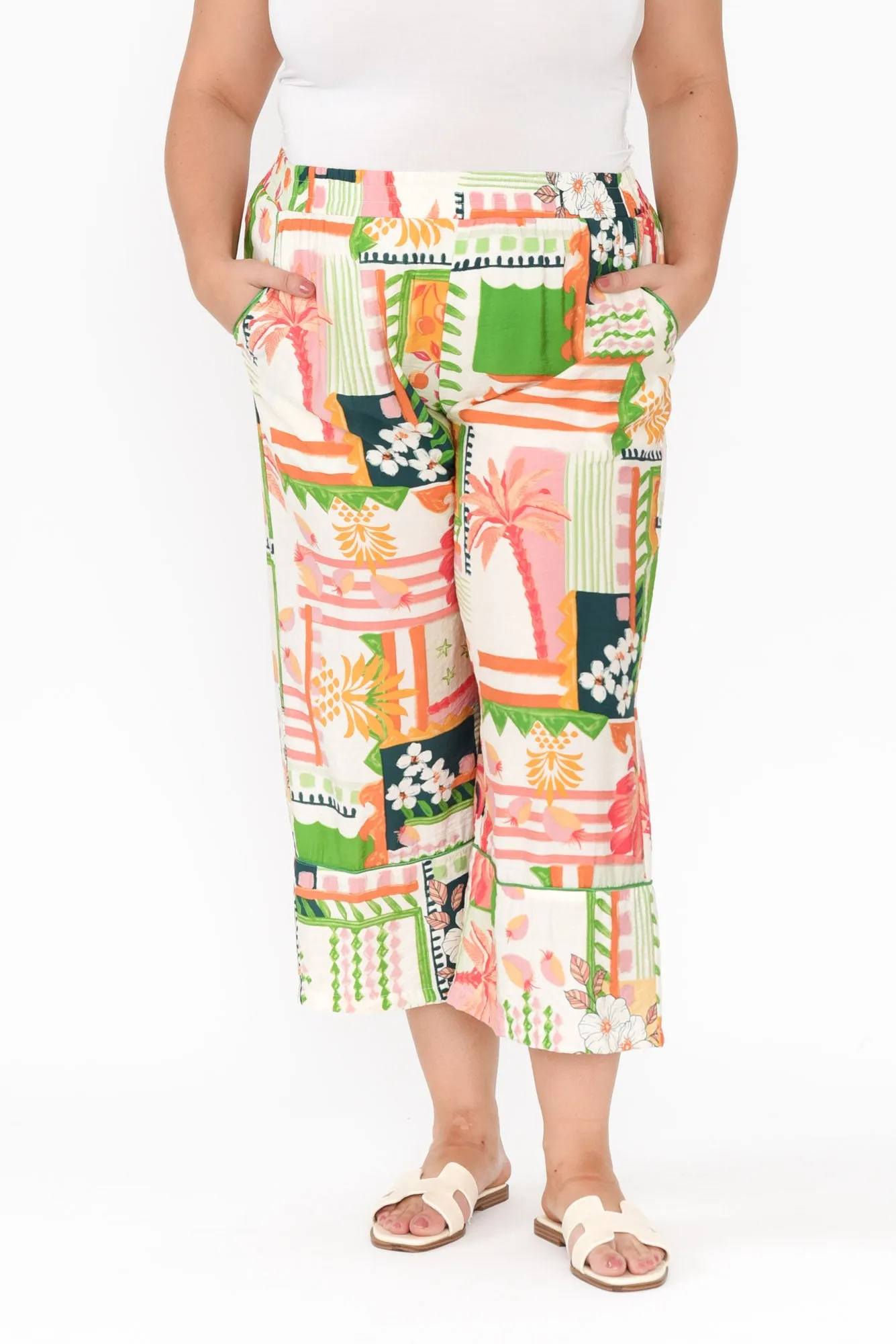 Paola Green Tropical Pants