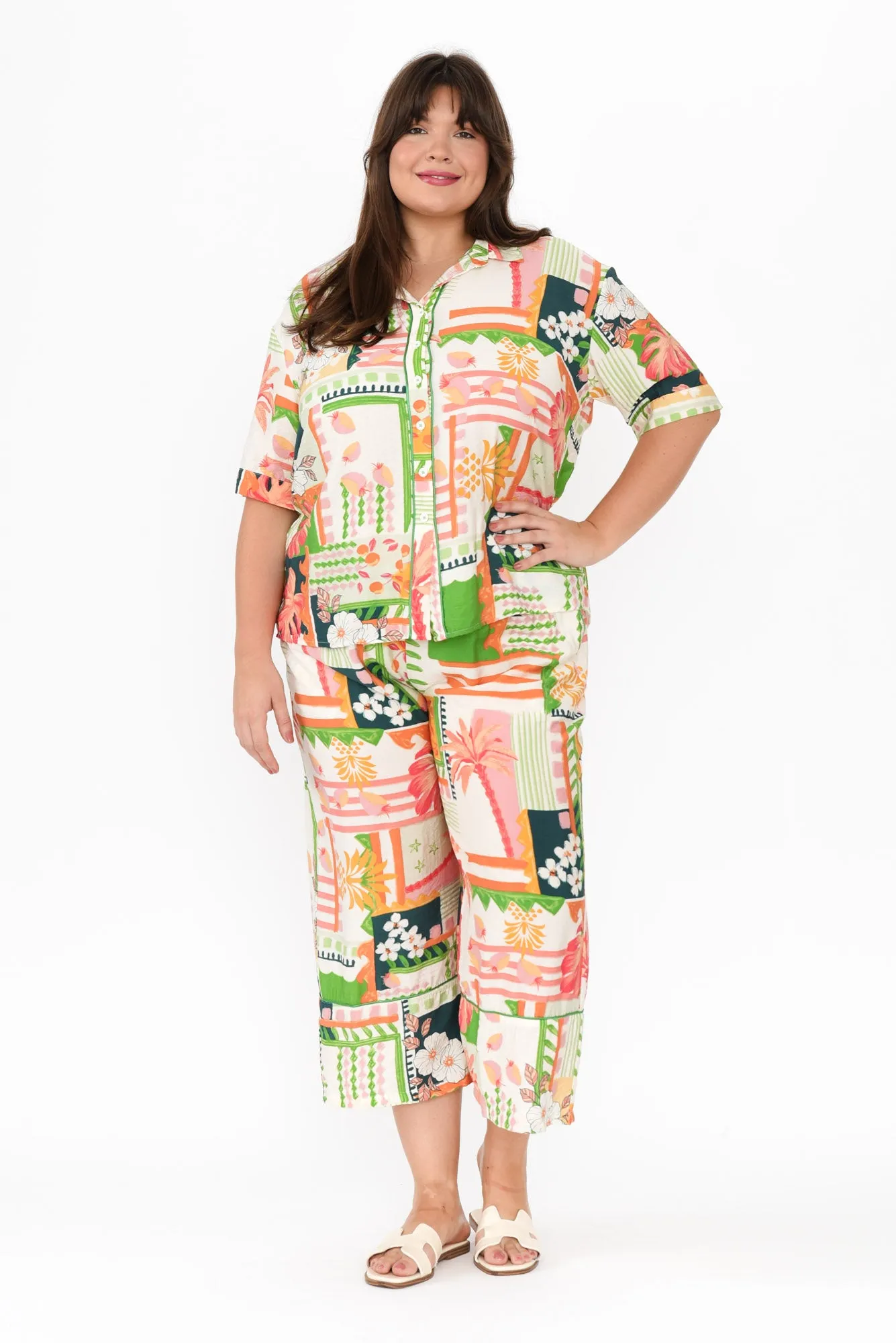 Paola Green Tropical Pants