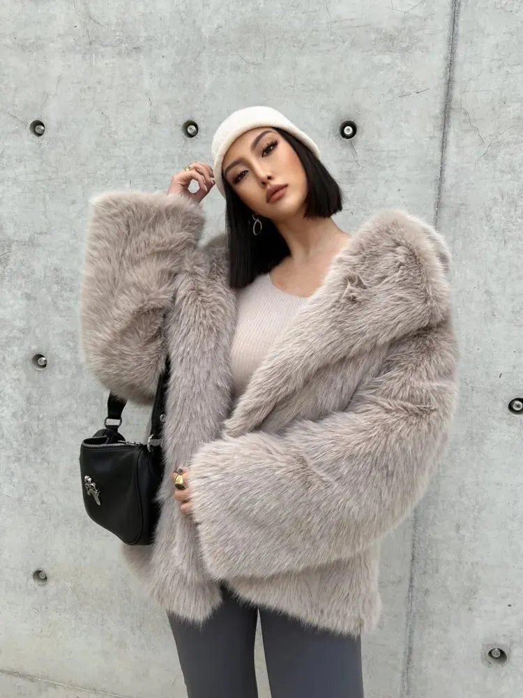 Pelliccia donna Faux Fur Coat ecologica