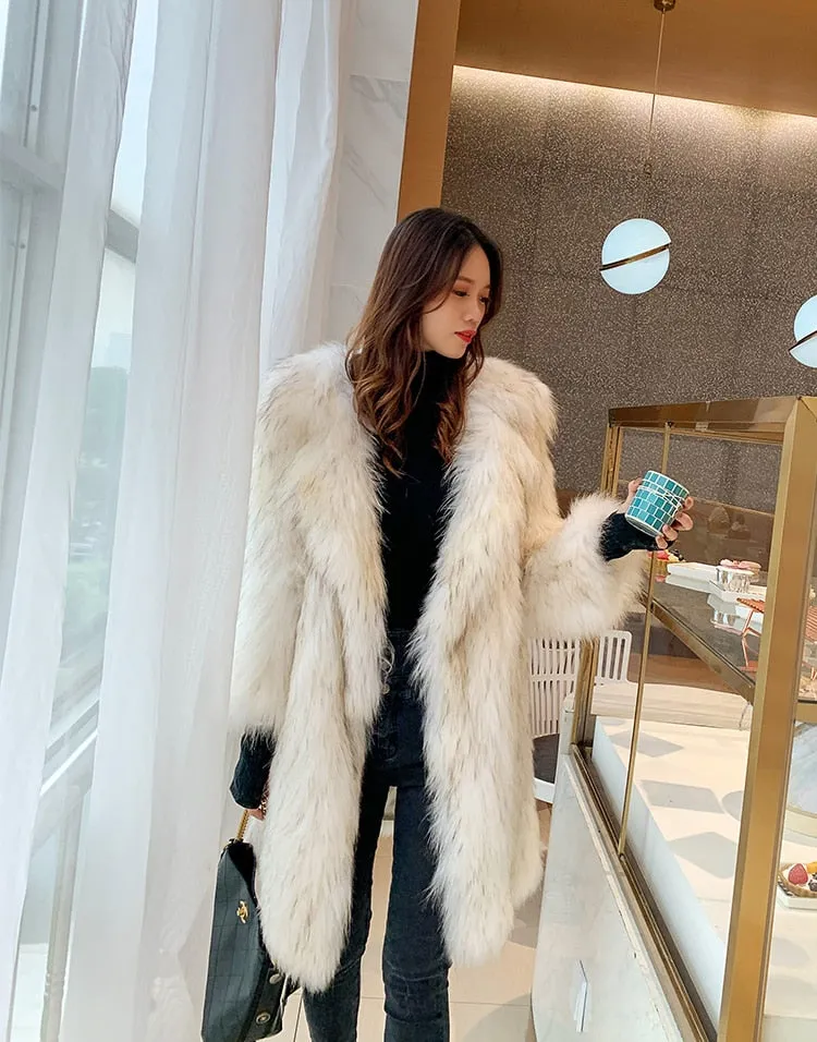 Pelliccia ecologica Winter fox fur imitation fur coat