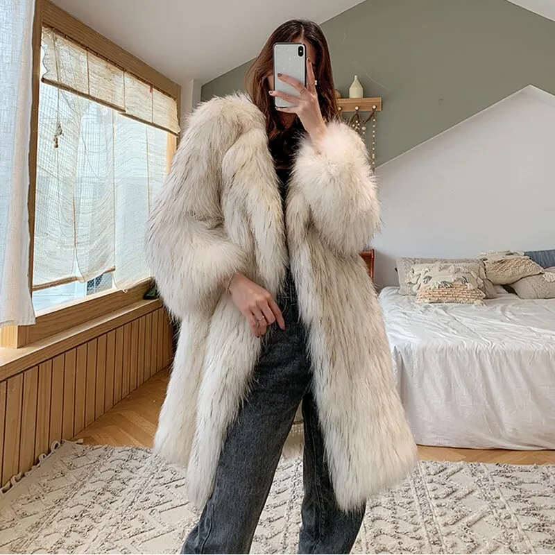 Pelliccia ecologica Winter fox fur imitation fur coat