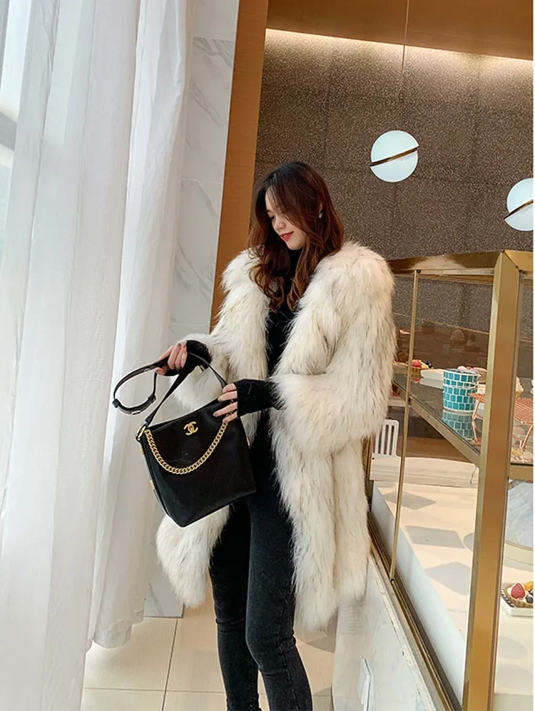 Pelliccia ecologica Winter fox fur imitation fur coat