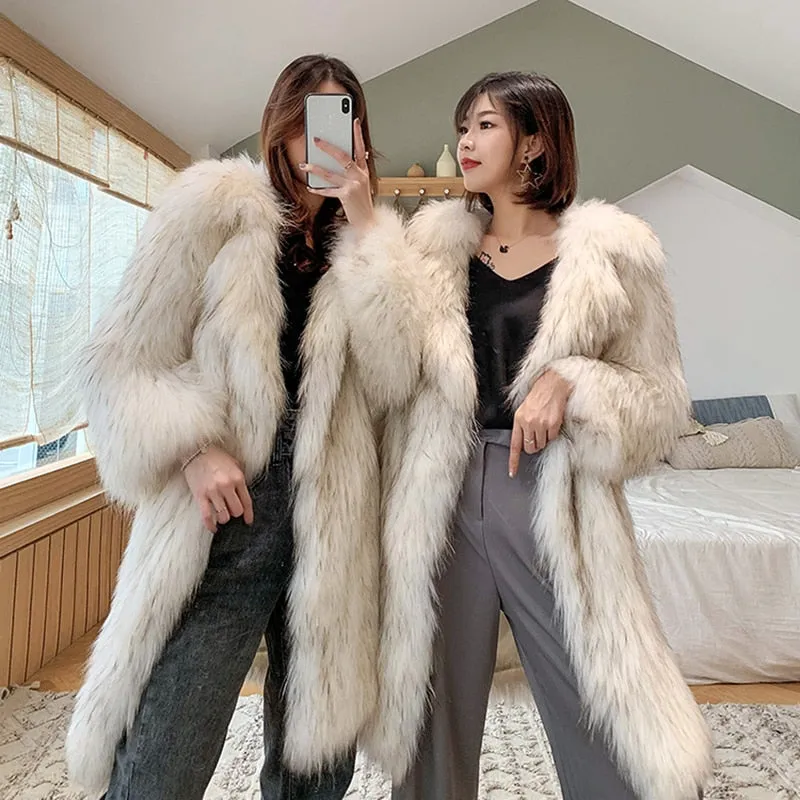 Pelliccia ecologica Winter fox fur imitation fur coat