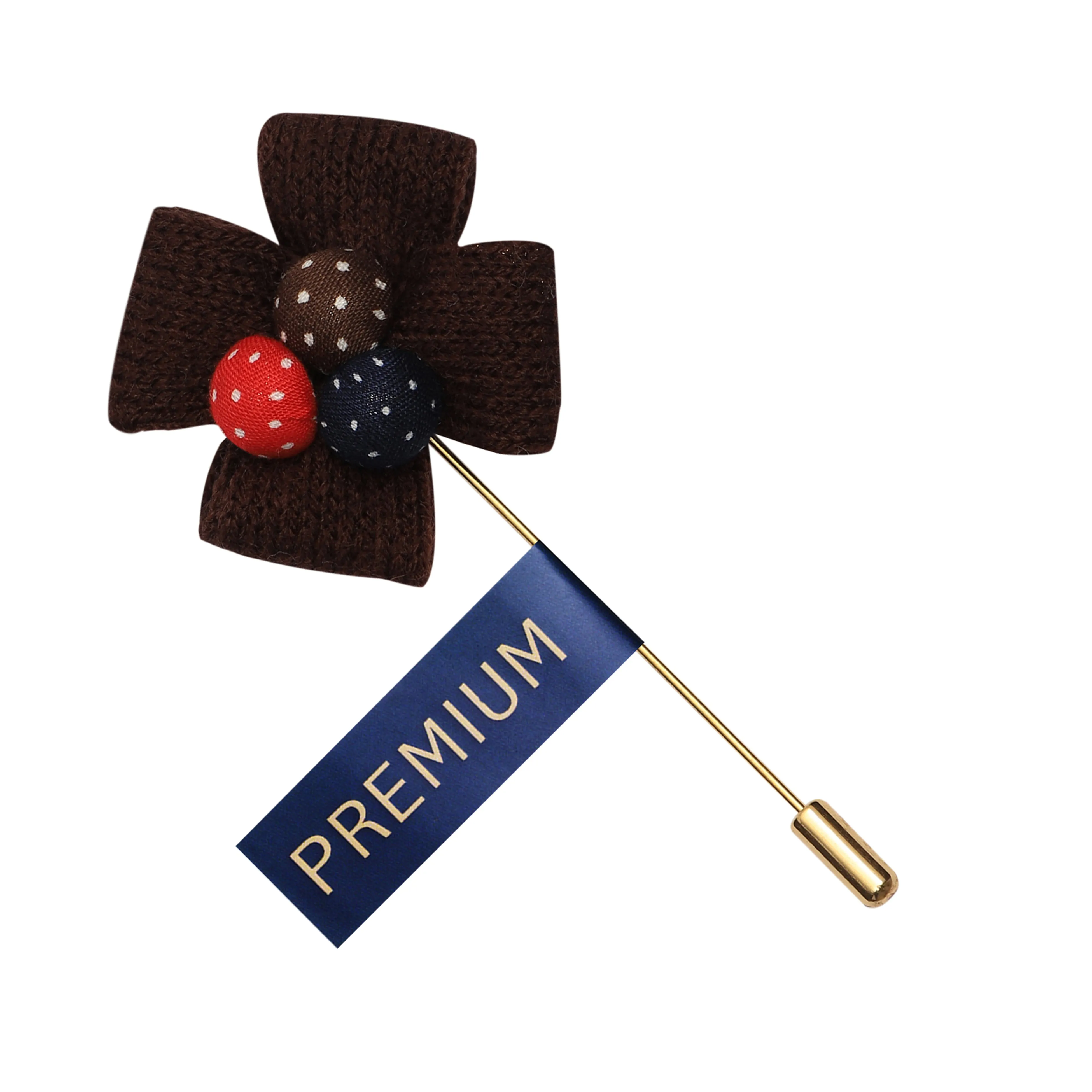 Peluche Elegant Floral Dark Brown Brooch For Men