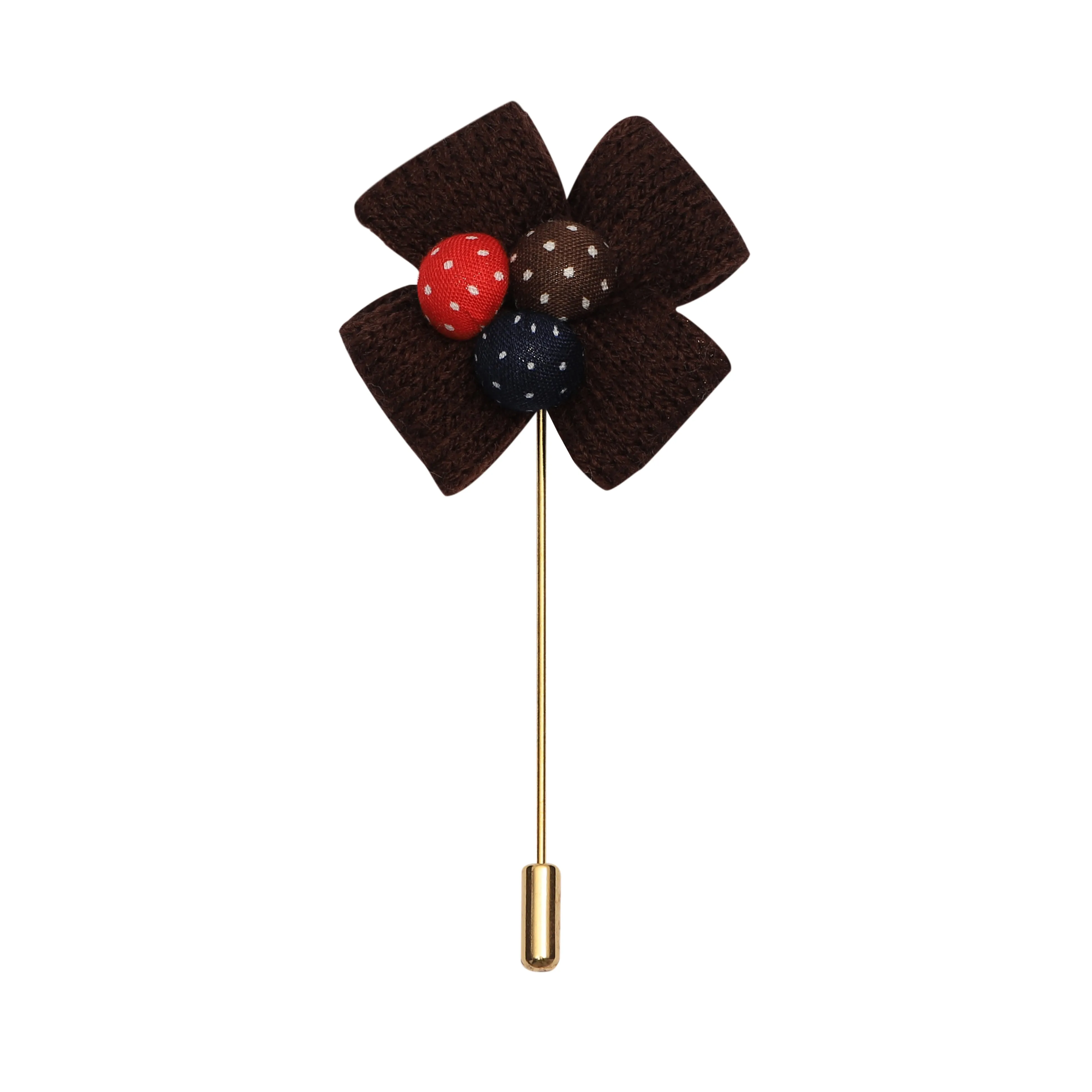 Peluche Elegant Floral Dark Brown Brooch For Men