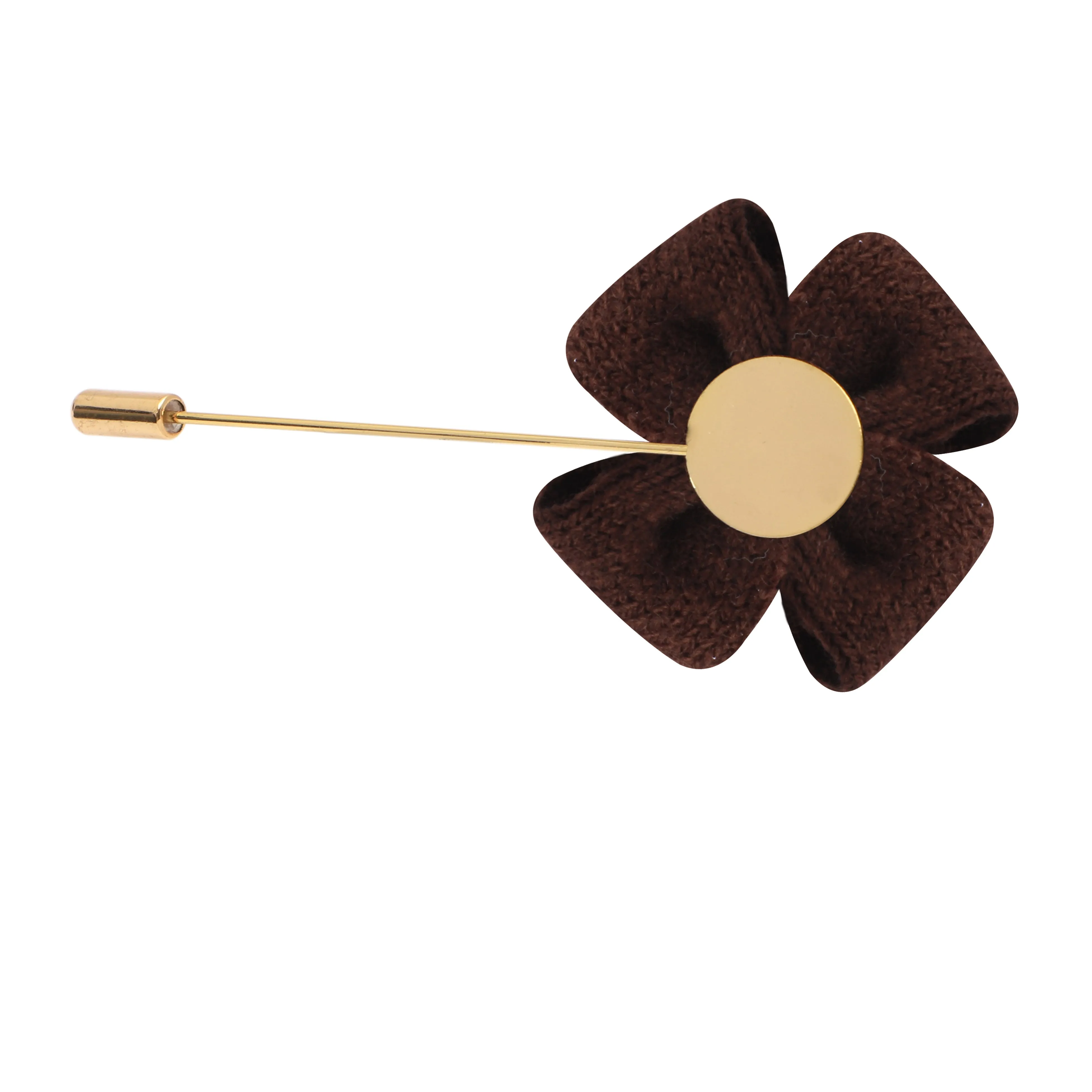 Peluche Elegant Floral Dark Brown Brooch For Men