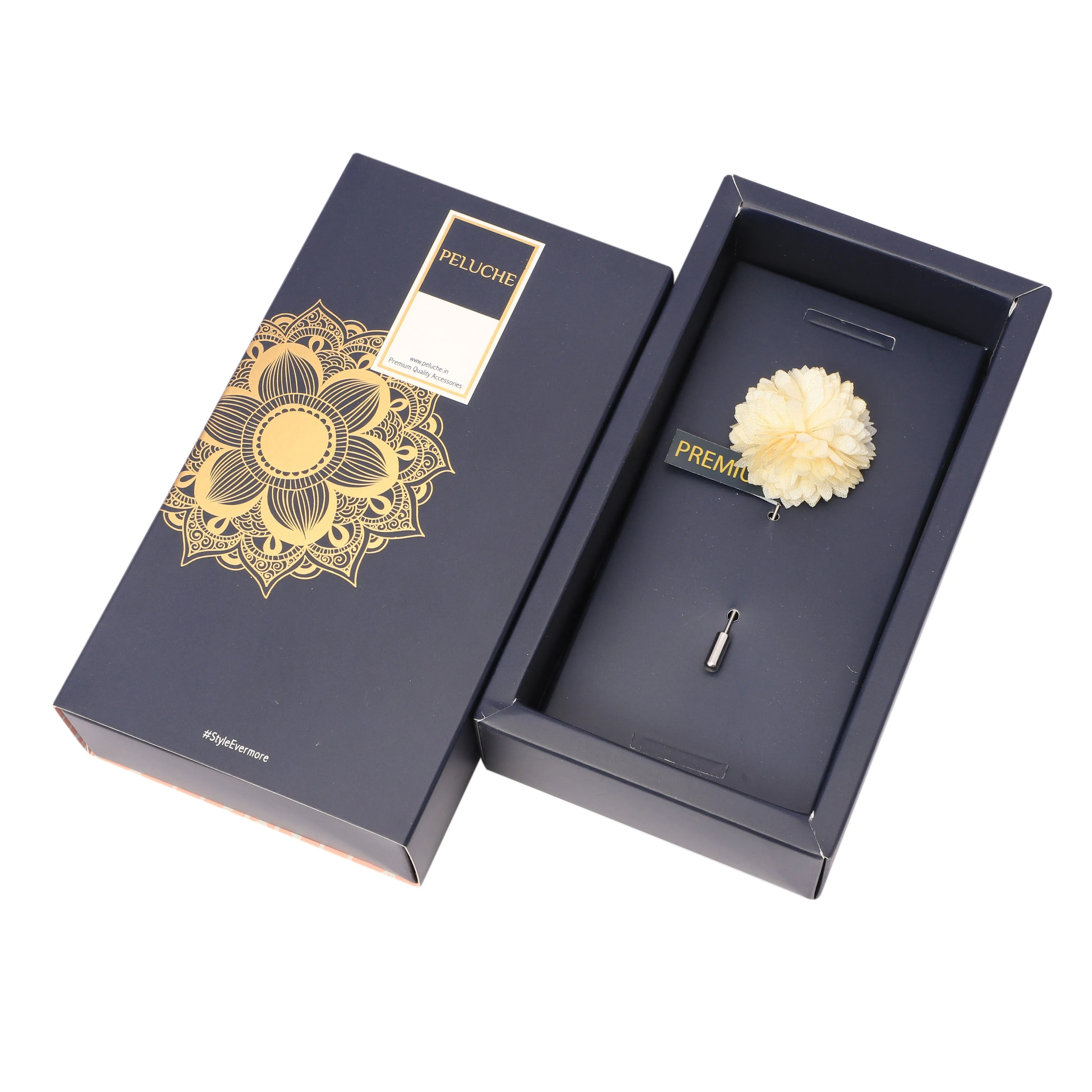 Peluche Elegant Floral White Brooch For Men