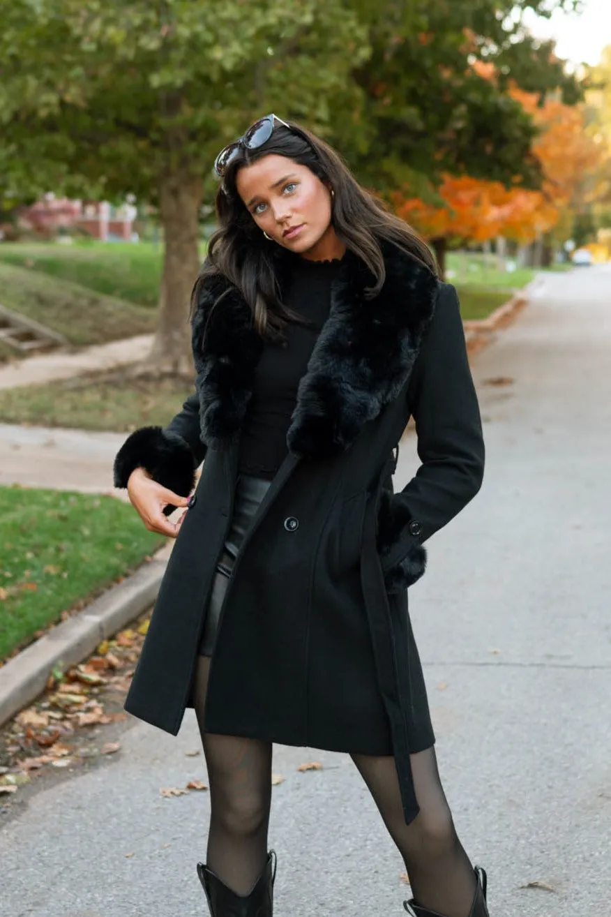 Penny Faux Fur Coat - Black