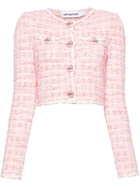 Pink Check Knit Cardigan