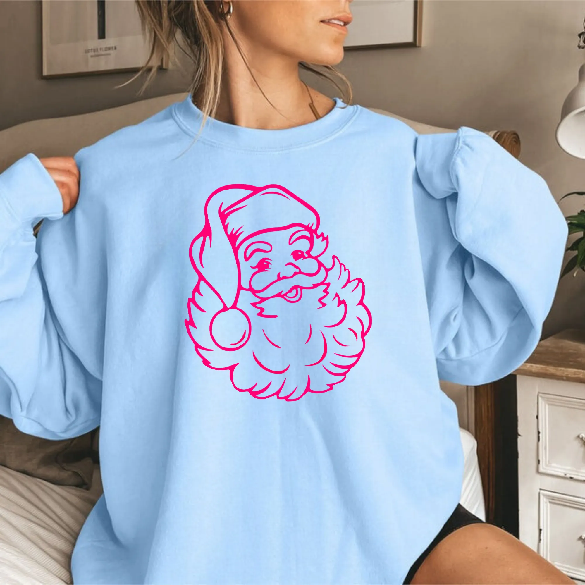 Pink Preppy Santa Sweatshirt