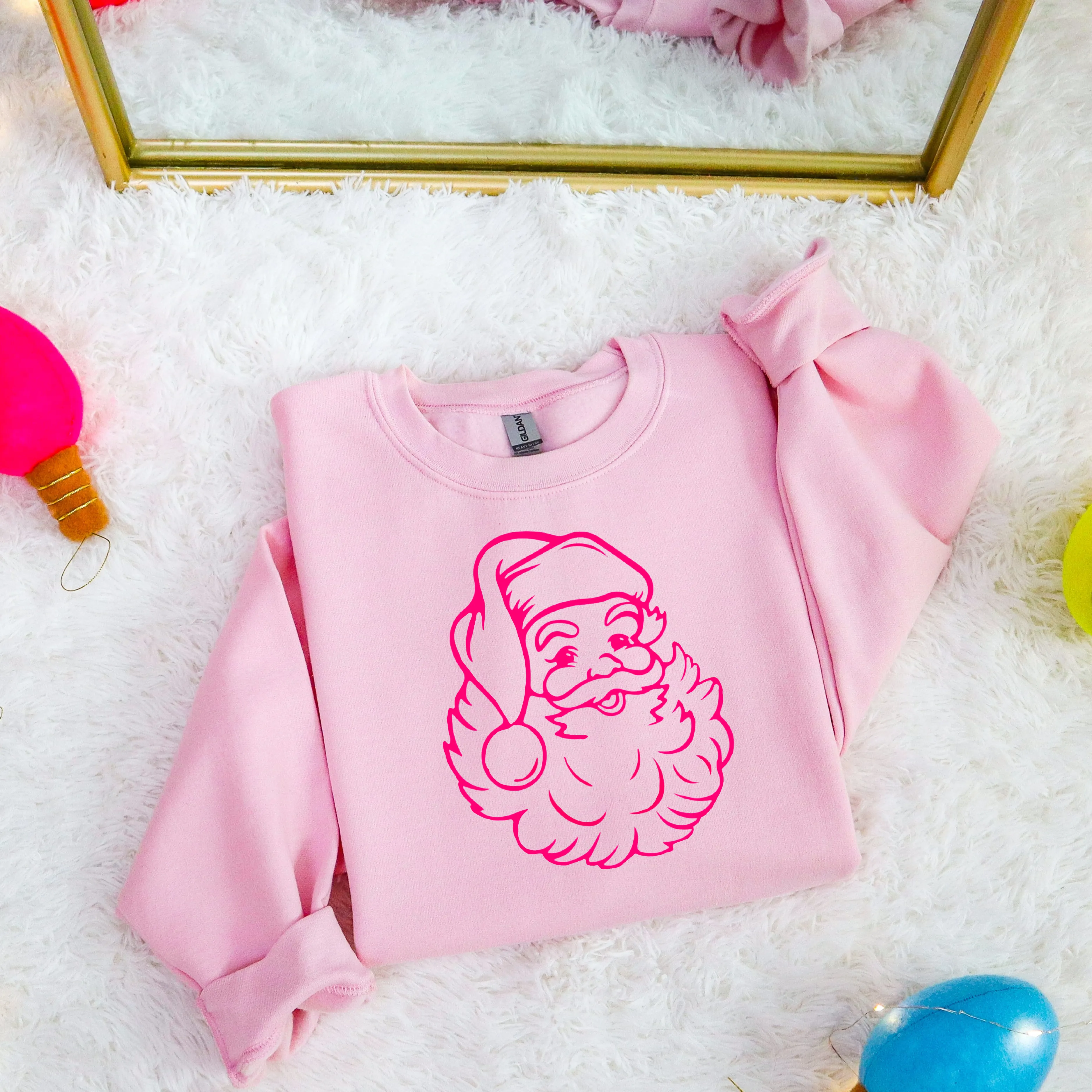 Pink Preppy Santa Sweatshirt