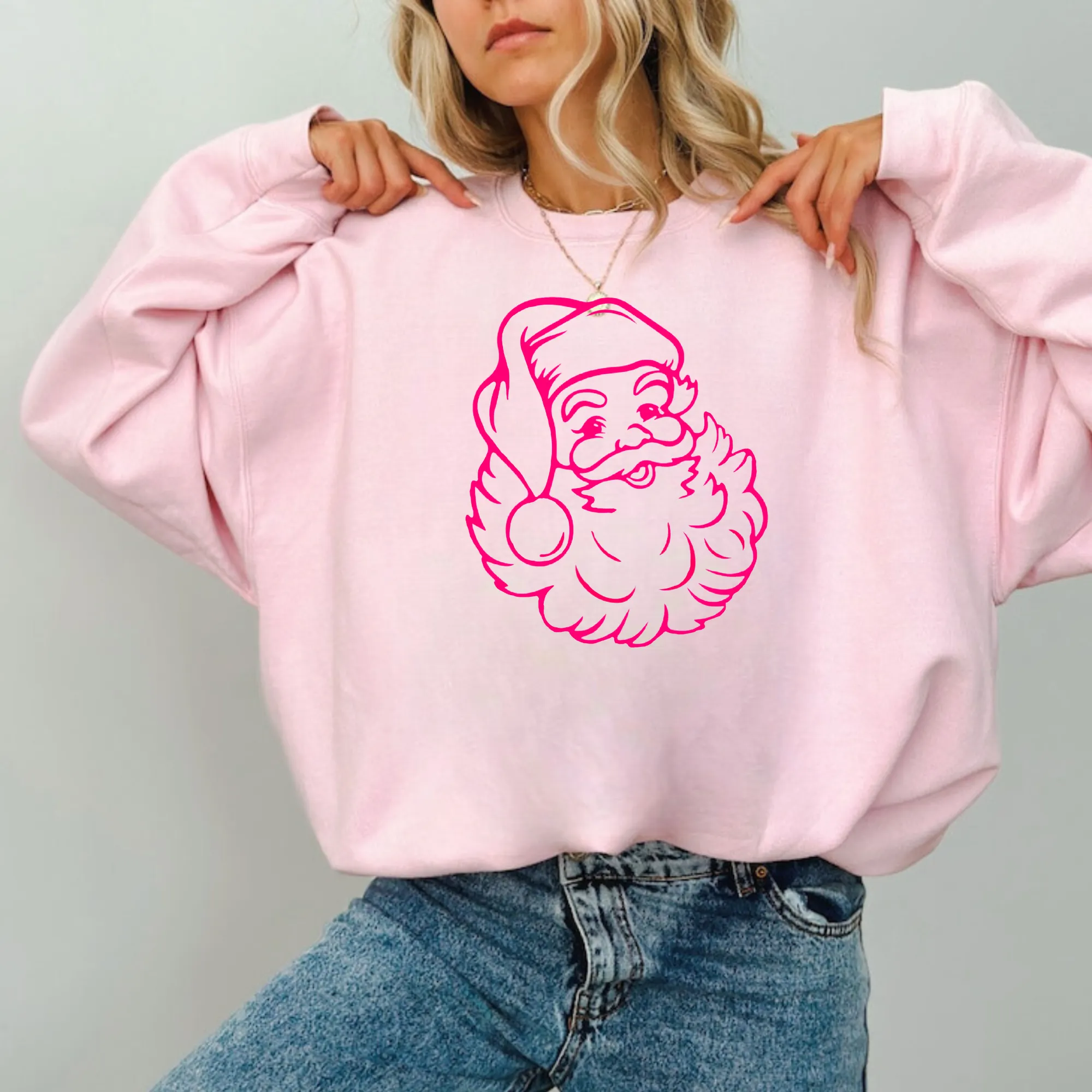 Pink Preppy Santa Sweatshirt