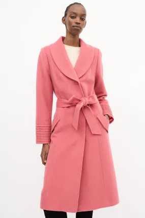 Pink Wool Belted Long Coat